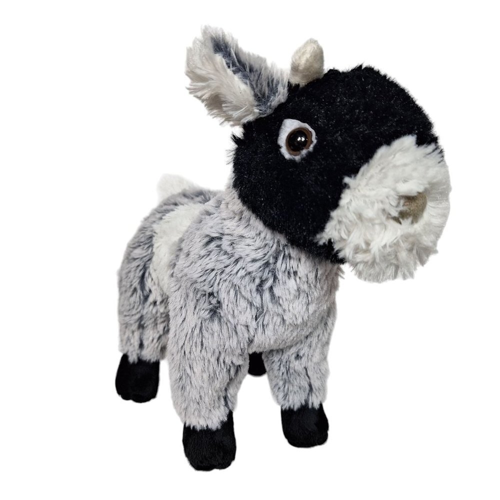 Wishpets Chewy Goat Plush Stuffed Animal Black White Gray 10 Inch